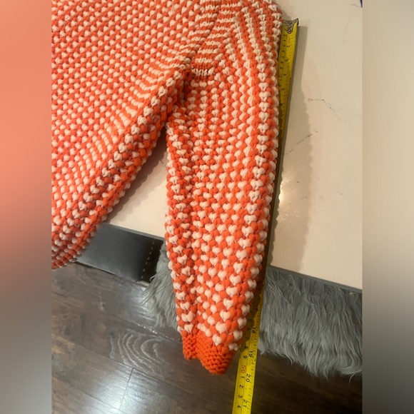 UNIQUE Vintage Sponge orange/White super high Mockneck Bomber Sweater - Picture 2 of 4